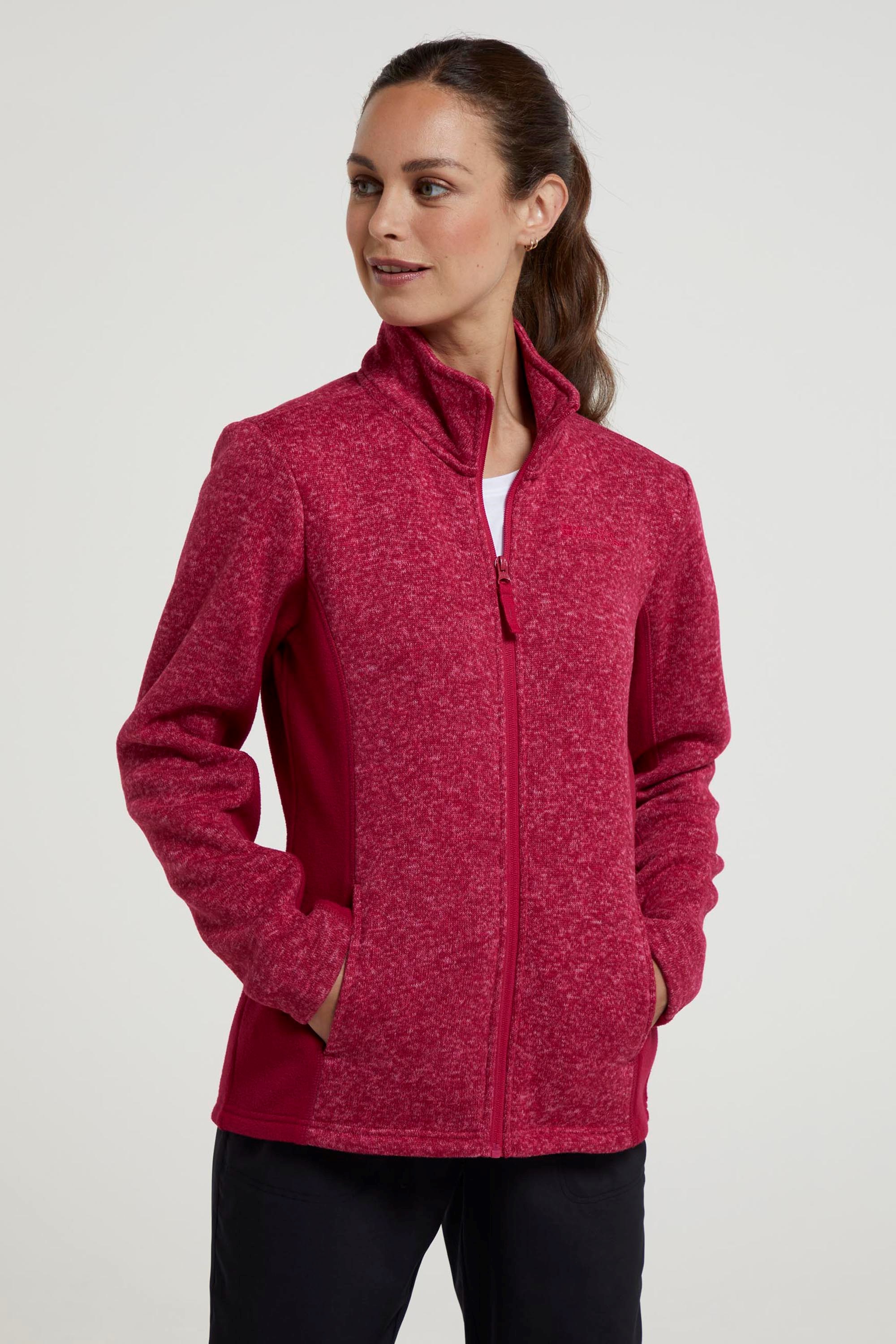 Idris Womens Panelled Fleece Jacket Pink