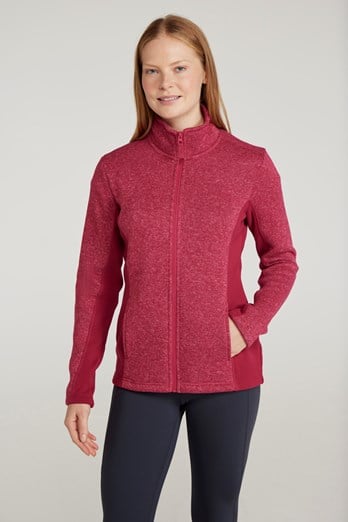 Idris Womens Panelled Fleece Jacket Pink