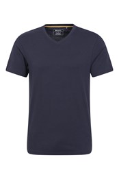 T-shirt Eden II à col en V en coton biologique pour homme Bleu Marine