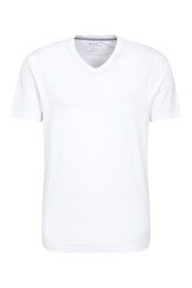 T-shirt Eden II à col en V en coton biologique pour homme Blanc