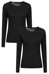 Merino damska koszulka termoaktywna- opakowanie zbiorcze Czarny