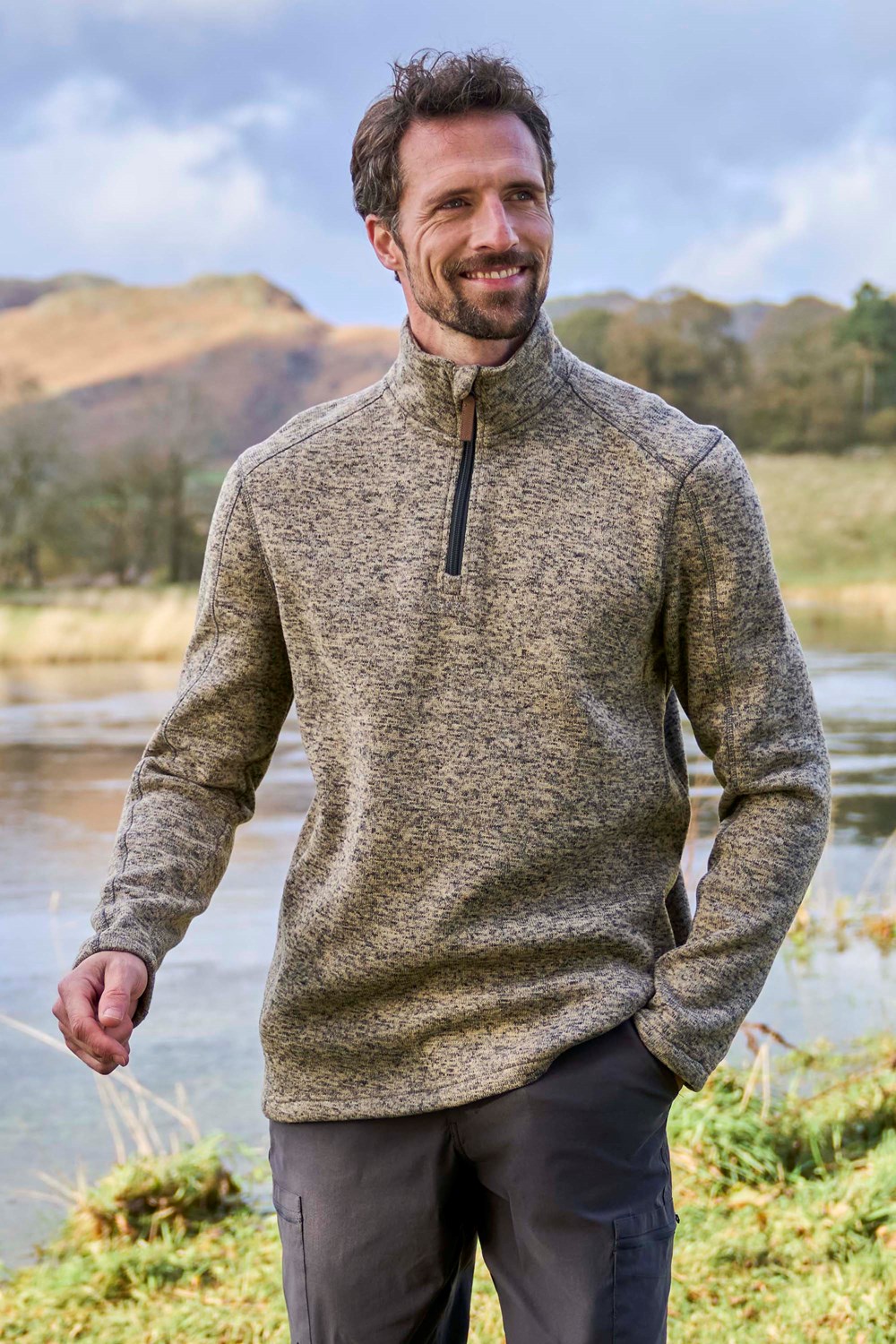 Mountain Warehouse Idris Men's Half Zip Fleece Jacket High Neck Anti Pill Jumper