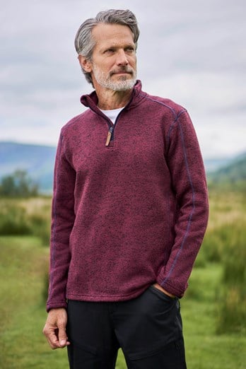 Idris II Mens Half-Zip Fleece Dark Red