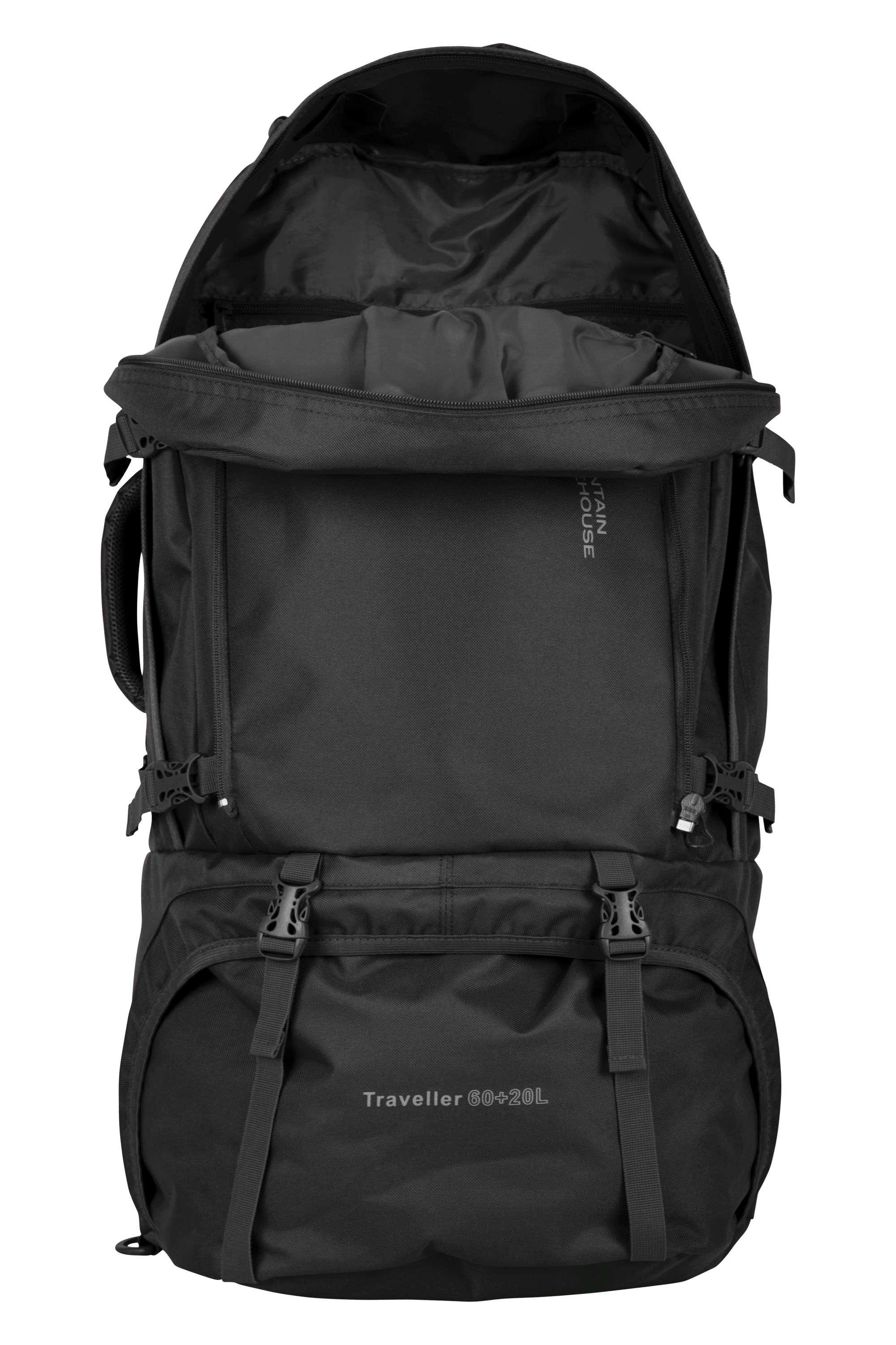 Mountain Warehouse Black Traveller 60 20 Litre Rucksack ONE Adult