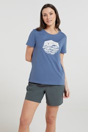 Damska koszulka z bawełny organicznej z motywem surfingowym Jasny brunatny