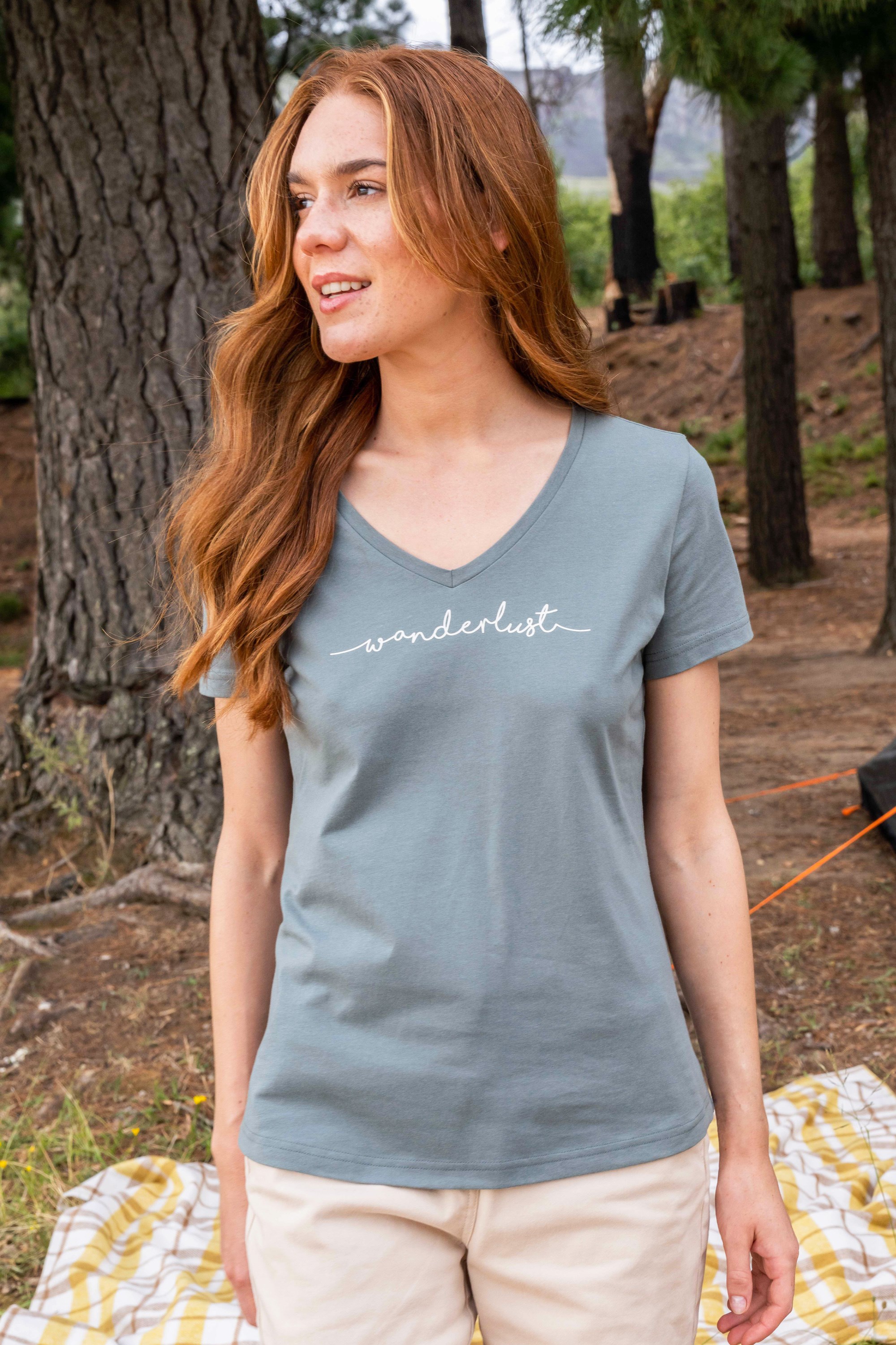 Wanderlust Womens Organic V-Neck T-Shirt