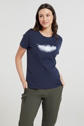 T-Shirt Biologique Femme Forest Feather Bleu Marine