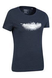 Forest Feather camiseta orgánica para mujer Azul Marino