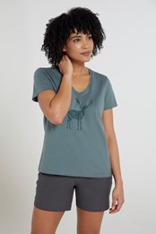 Stag koszulka damska o luźnym kroju z bawełny organicznej Khaki