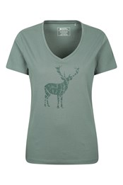 Stag Womens Loose Fit Organic T-Shirt Khaki