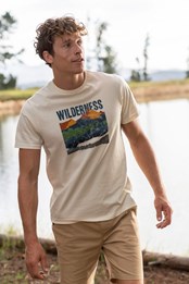 Wilderness męska koszulka z bawełny organicznej Kremowy