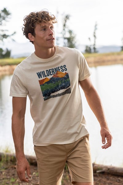 Wilderness Mens Organic T-Shirt - Cream