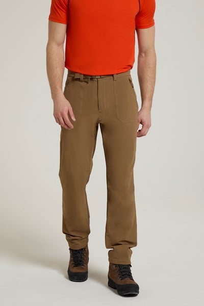 Grassland Mens Belted Trousers - Beige