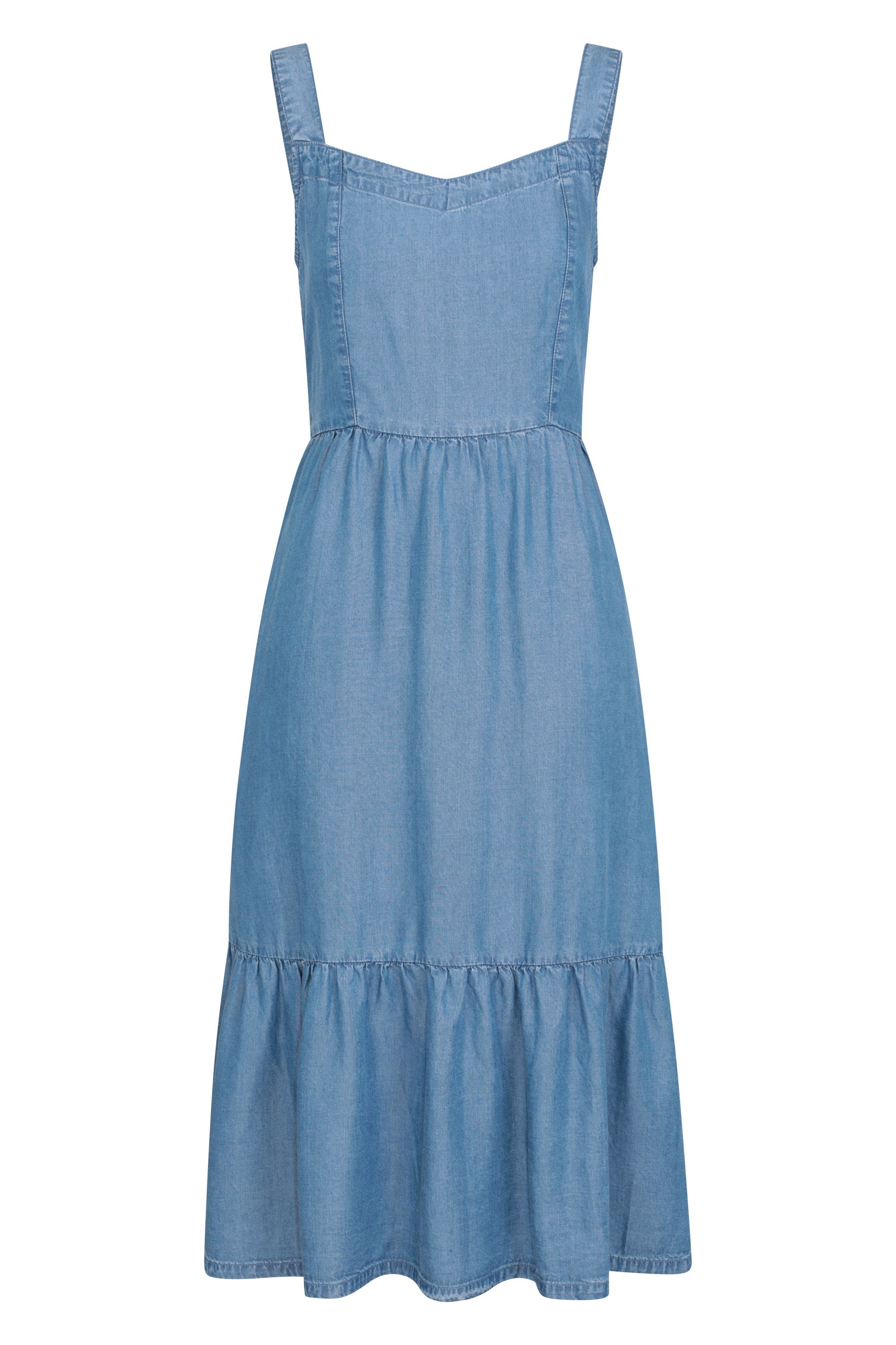 Zante Womens Chambray Tiered Midi Dress - Blue