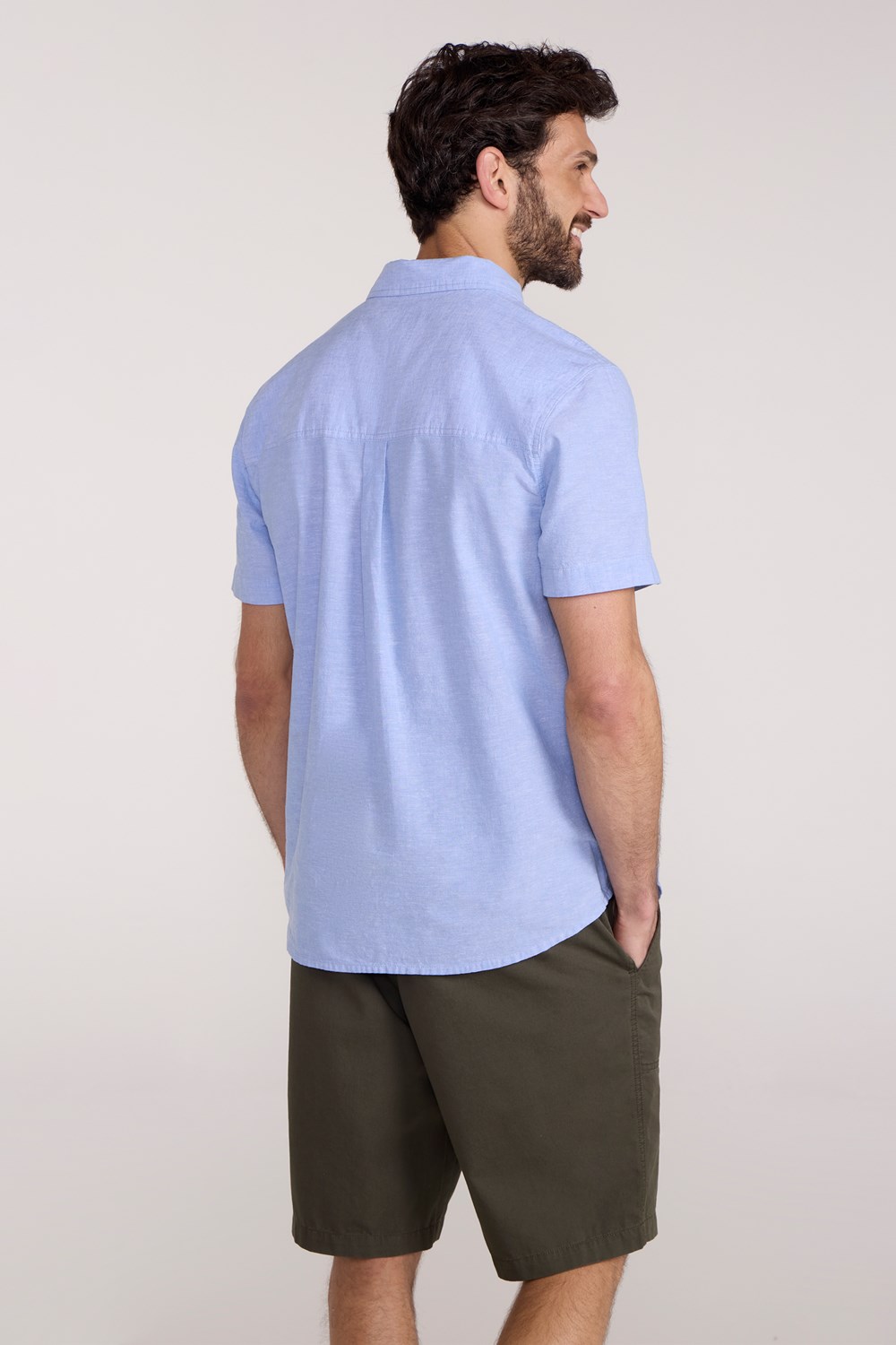 Mountain Warehouse Men's Lowe Shirt Short Sleeve Top Cotton Linen Formal Wear - Picture 15 of 52