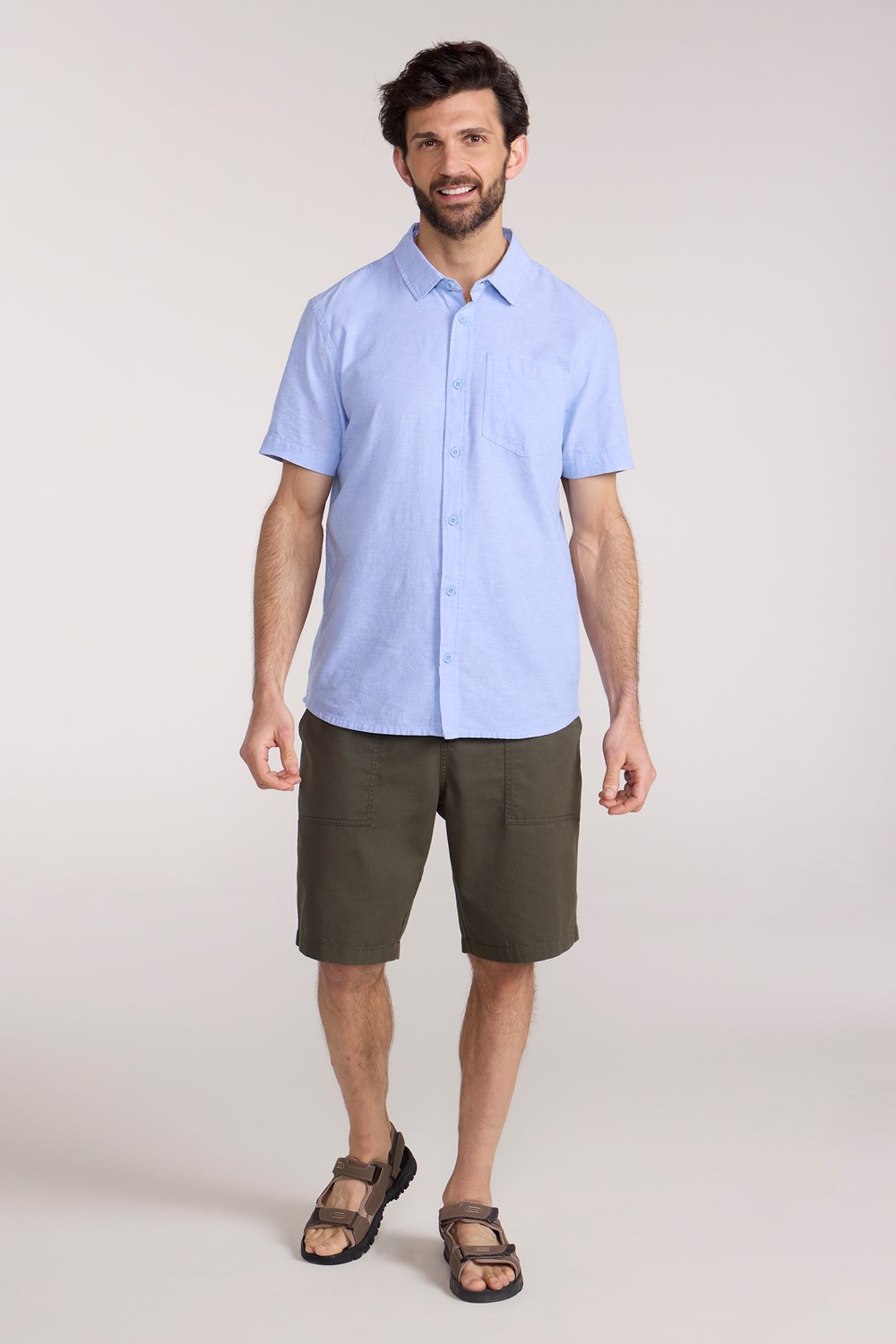Mountain Warehouse Men's Lowe Shirt Short Sleeve Top Cotton Linen Formal Wear - Picture 14 of 52