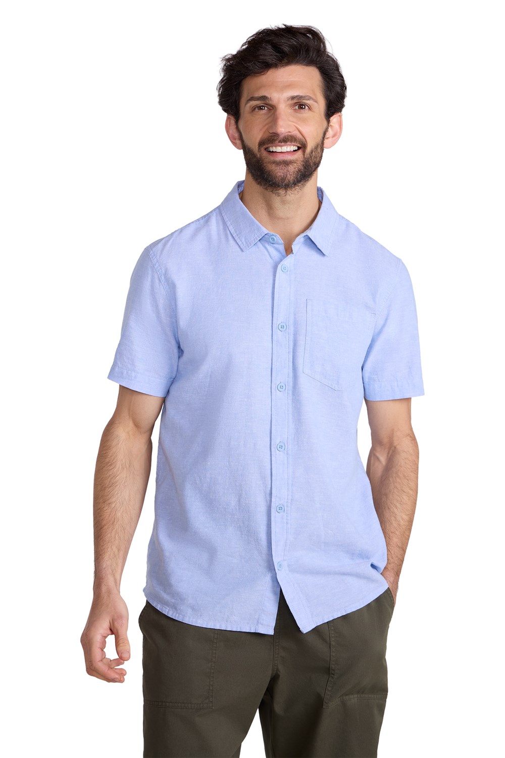 Mountain Warehouse Men's Lowe Shirt Short Sleeve Top Cotton Linen Formal Wear - Picture 22 of 52