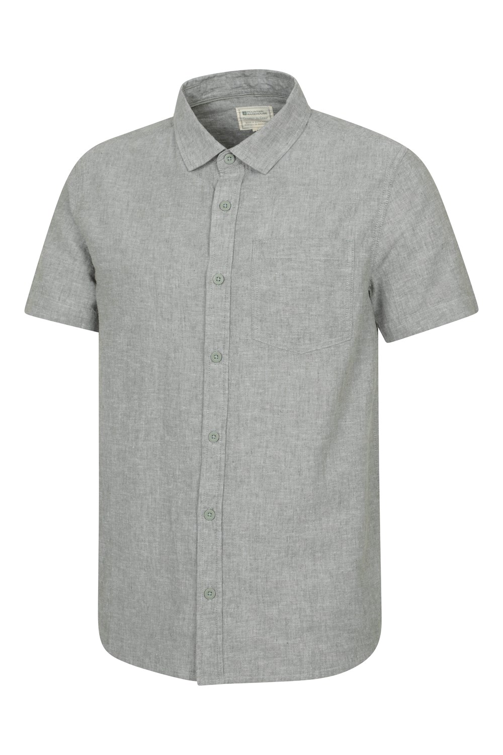 Mountain Warehouse Men's Lowe Shirt Short Sleeve Top Cotton Linen Formal Wear - Picture 38 of 52