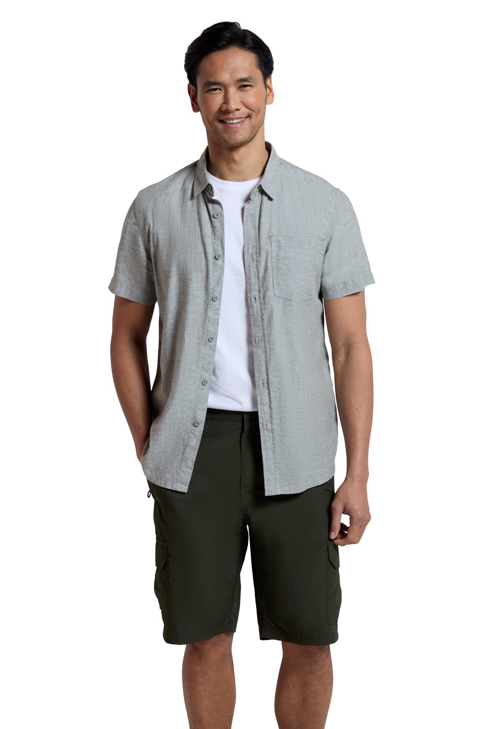 Mountain Warehouse Men's Lowe Shirt Short Sleeve Top Cotton Linen Formal Wear - Picture 40 of 52