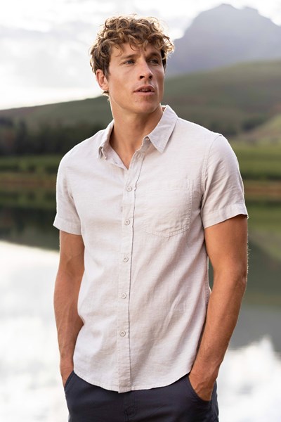 Lowe Mens Cotton-Linen Shirt - Beige