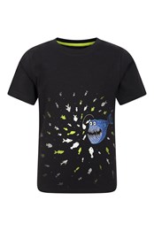 Alan t-shirt orgánica que brilla en la oscuridad para niños Negro