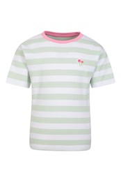 Striped Palm Tree Kids Organic T-Shirt Mint