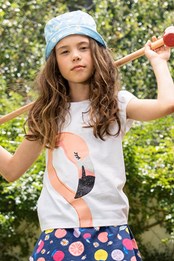 T-shirt orgánica con diseño de flamencos para niños Blanco