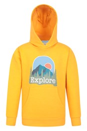 Explore Mountains Kids Organic Hoodie Yellow