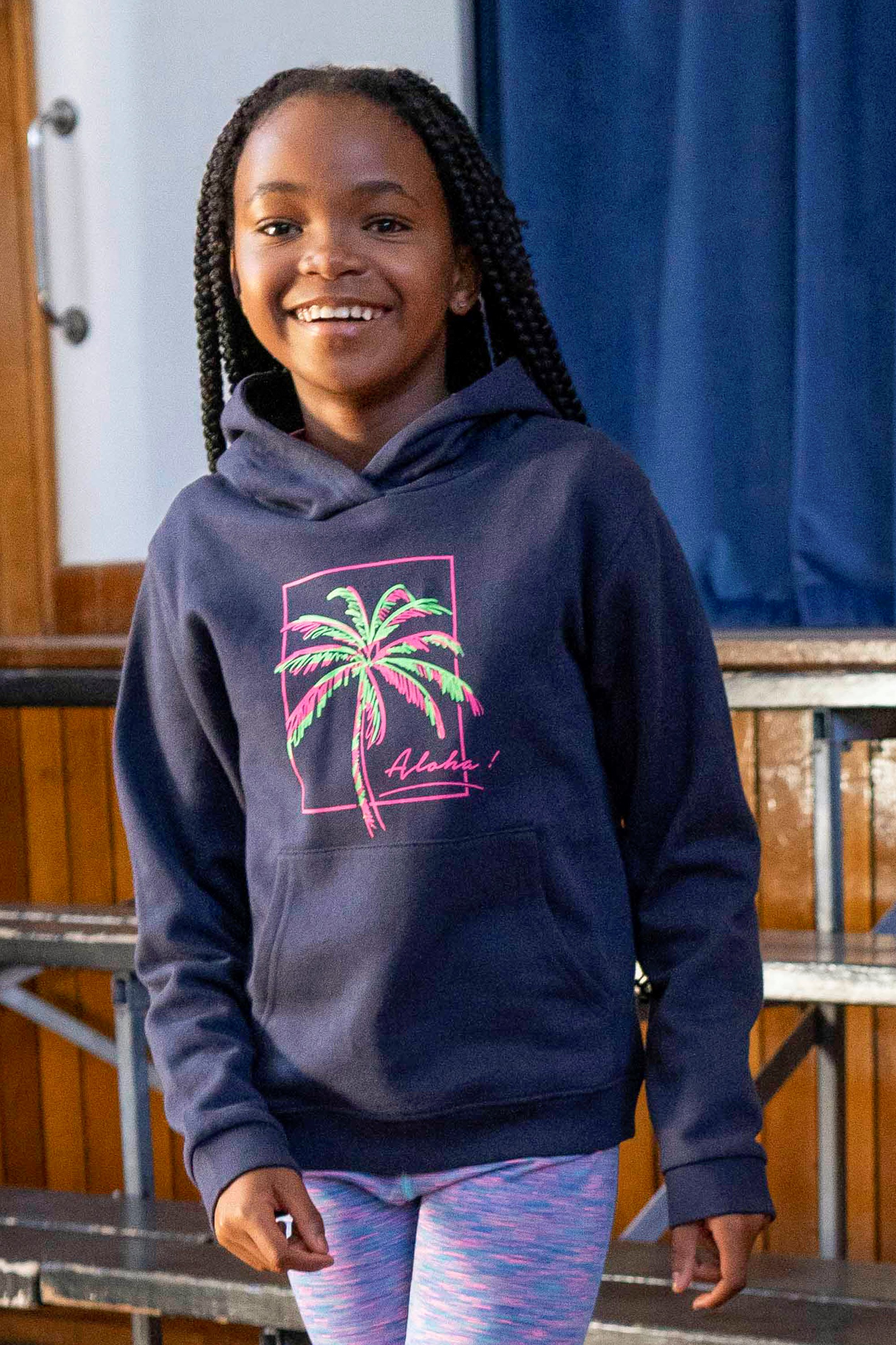 Palm Tree Kids Organic Hoodie - Navy