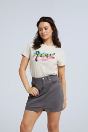 Carina camiseta orgánica con estampado gráfico para mujer Beis