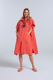 Anna Womens Organic Towelling Poncho Coral