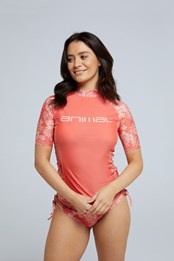 Lucie Womens Recycled Rash Vest Coral