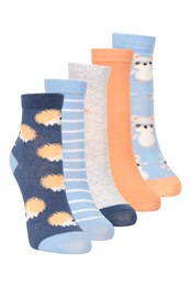 Kids Patterned Socks 5-Pack Bright Blue