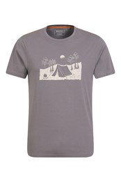 Camping Sketch Mens Organic T-Shirt Charcoal