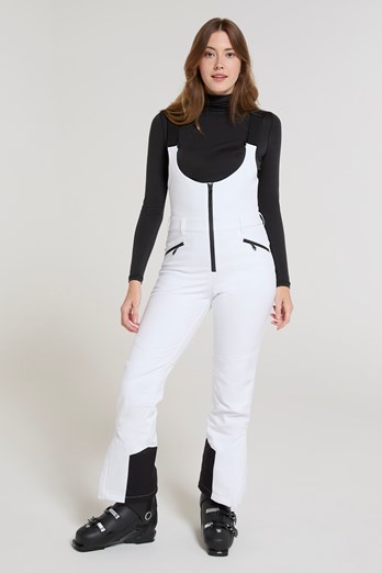 Bib Front Womens Recco Thermal Lined Ski Pants White