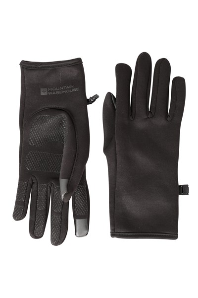 Mens Wind Resistant Fleece Lined Gloves - Black