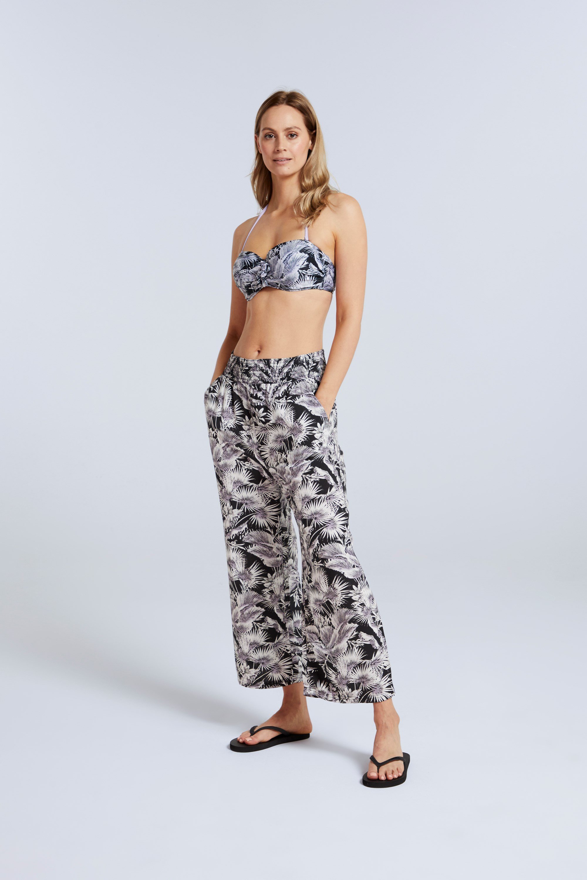 Unique 21 beach crop top and flared trousers co ord in white  ASOS