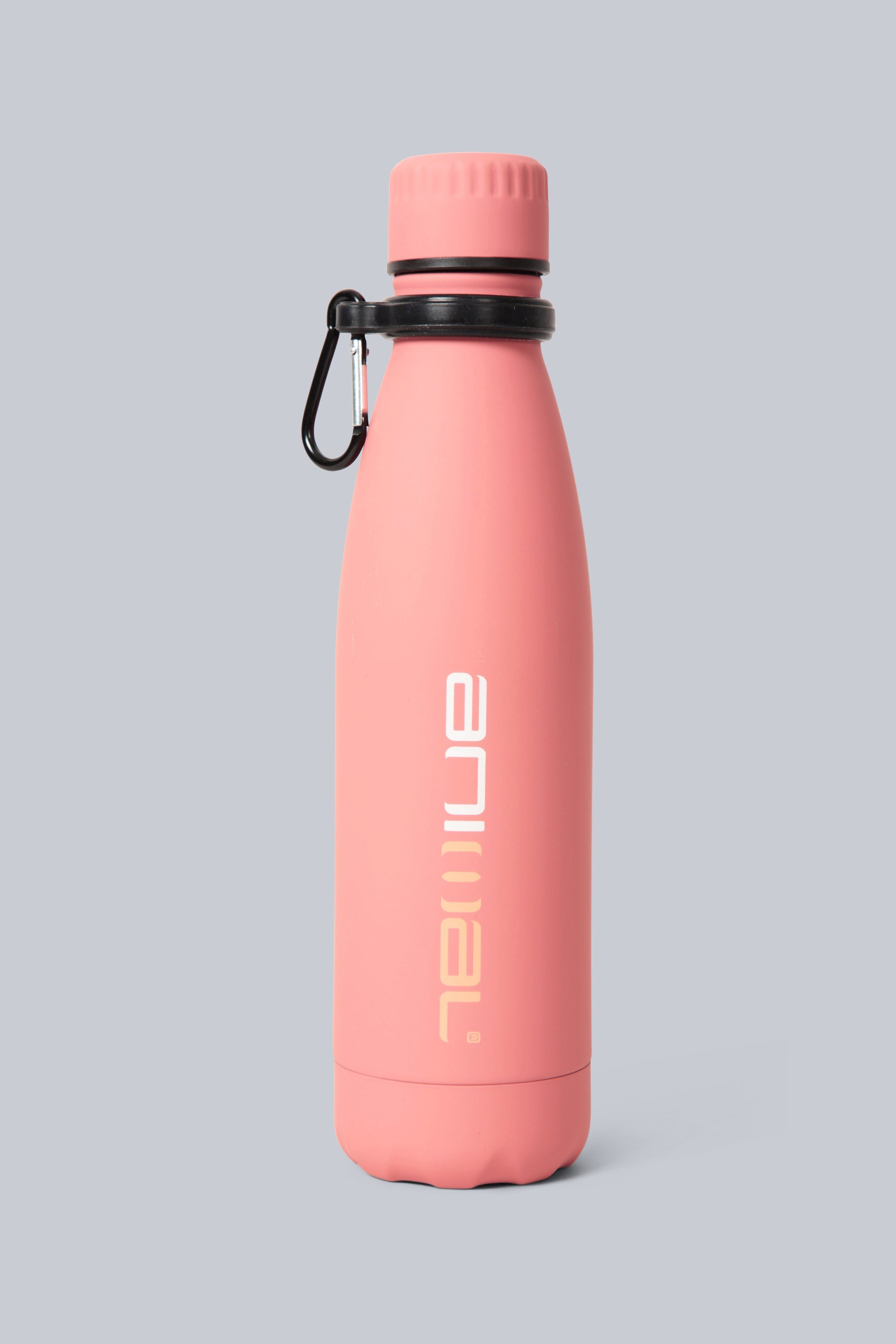 Rubber Water Bottle with Karabiner - 480ml - Pink