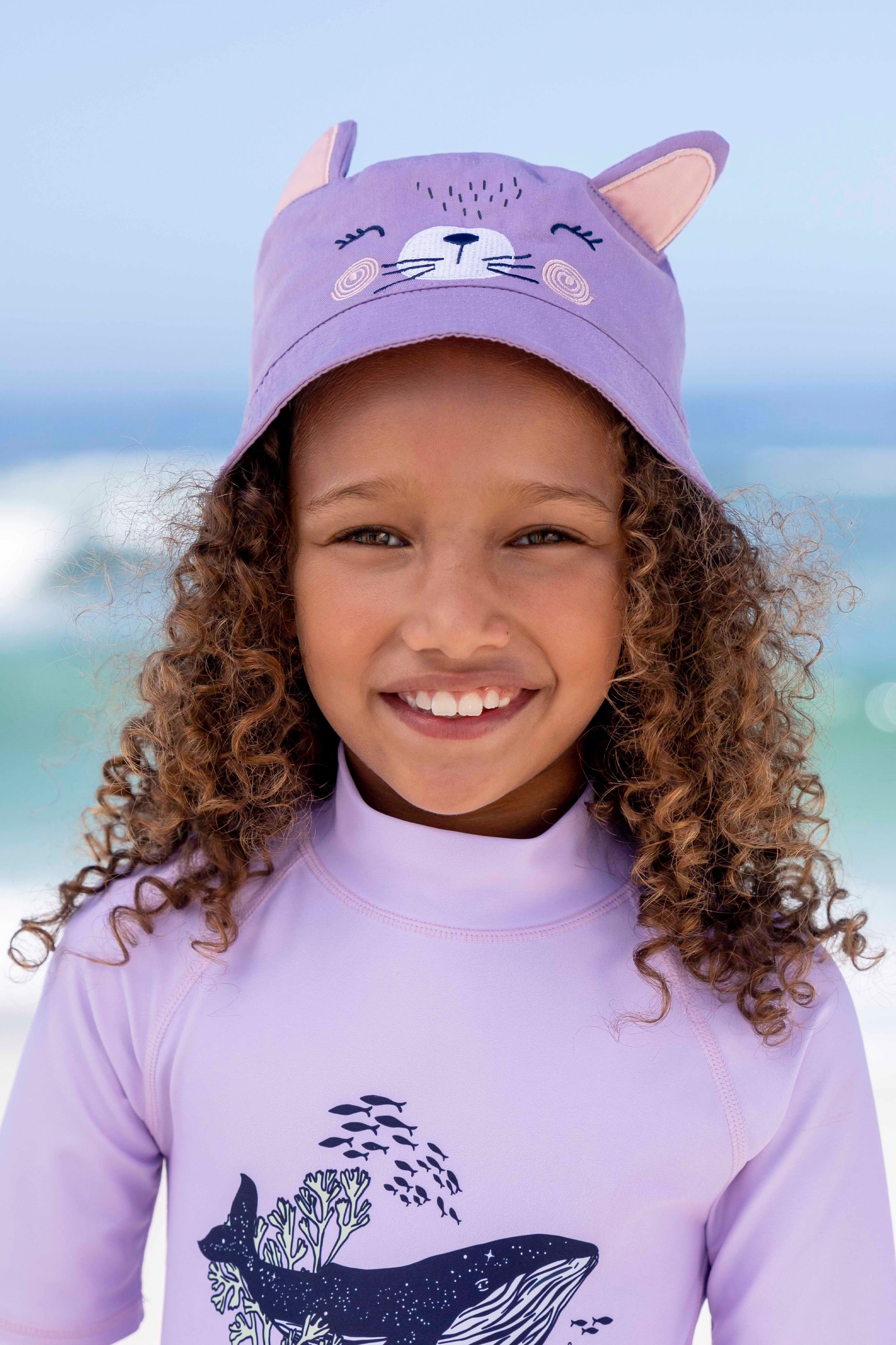 Stibadium Kids Girls Boys Beach Sun Hats UV Protection Summer Fishing Bucket Hat with String Neck Flap Cover, Kids Unisex, Size: One size, Blue