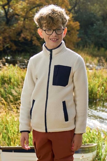 Atlas Kids Zip Borg Fleece Beige