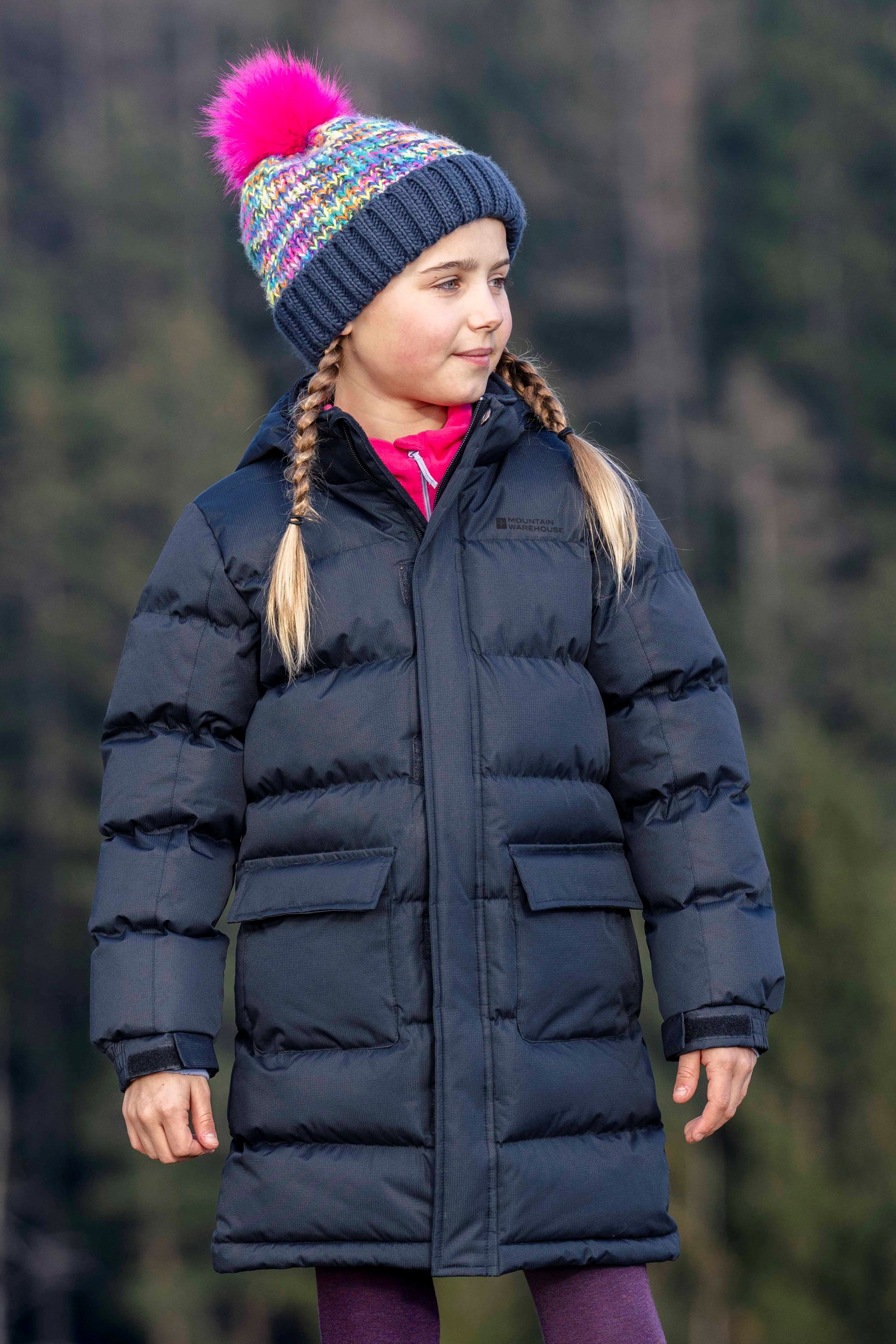 Snow Kids Water Resistant Longline Padded Jacket - Black