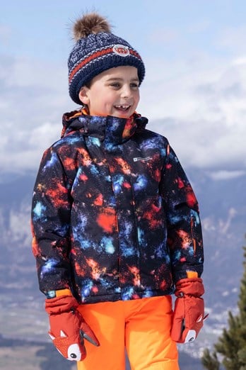 Raptor Printed Kids Snow Jacket Spacey Midnight