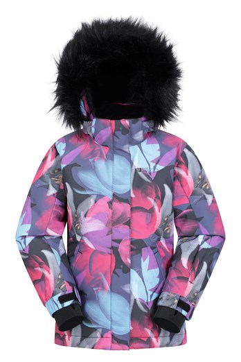 Glacial Printed Kids Water-resistant Snow Jacket Winter Blossom