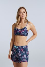 Atlantic Womens Printed Tie Back Bikini Top Navy