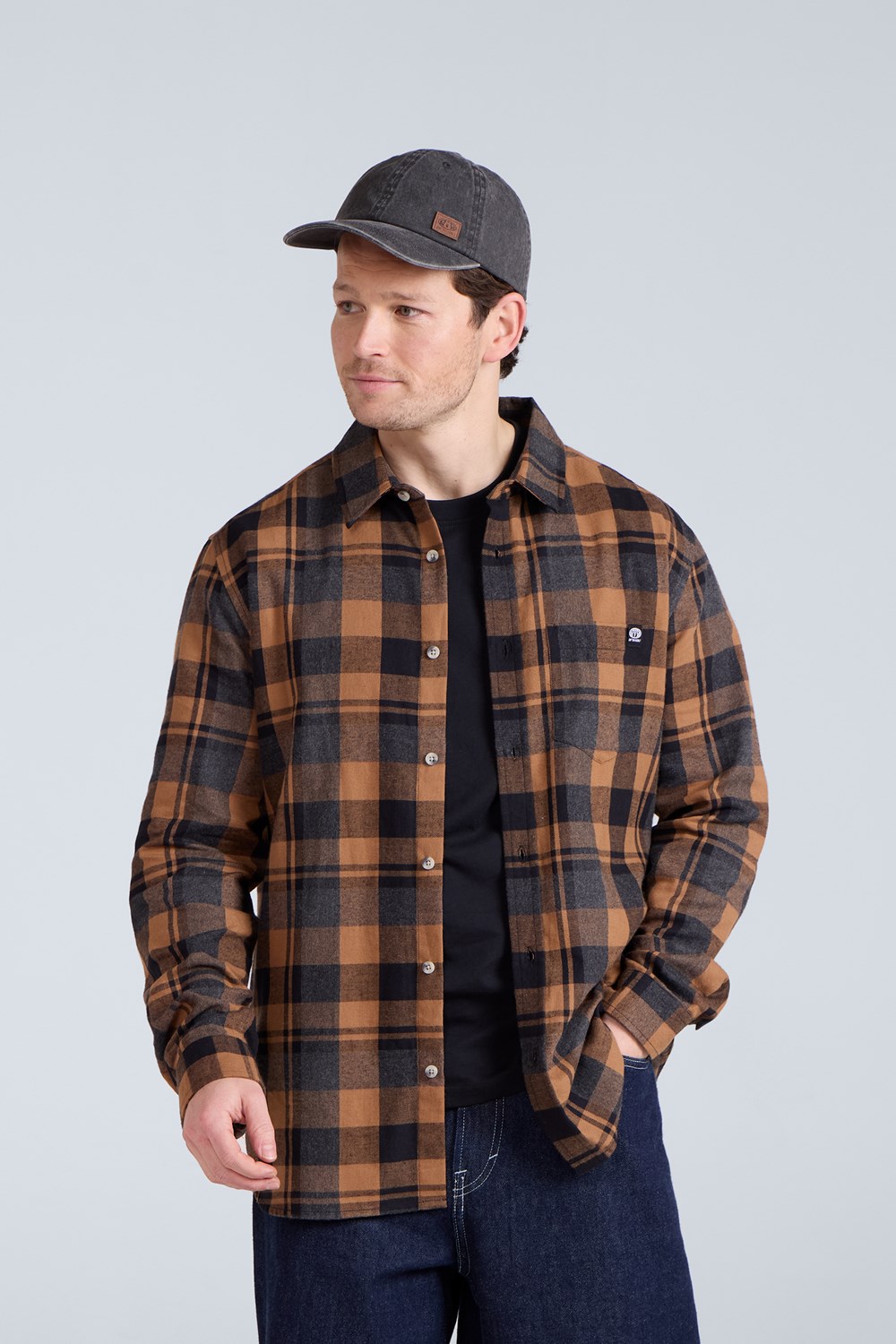 Animal Men's Check Flannel Shirt Lightweight Button Down Male Casual Top