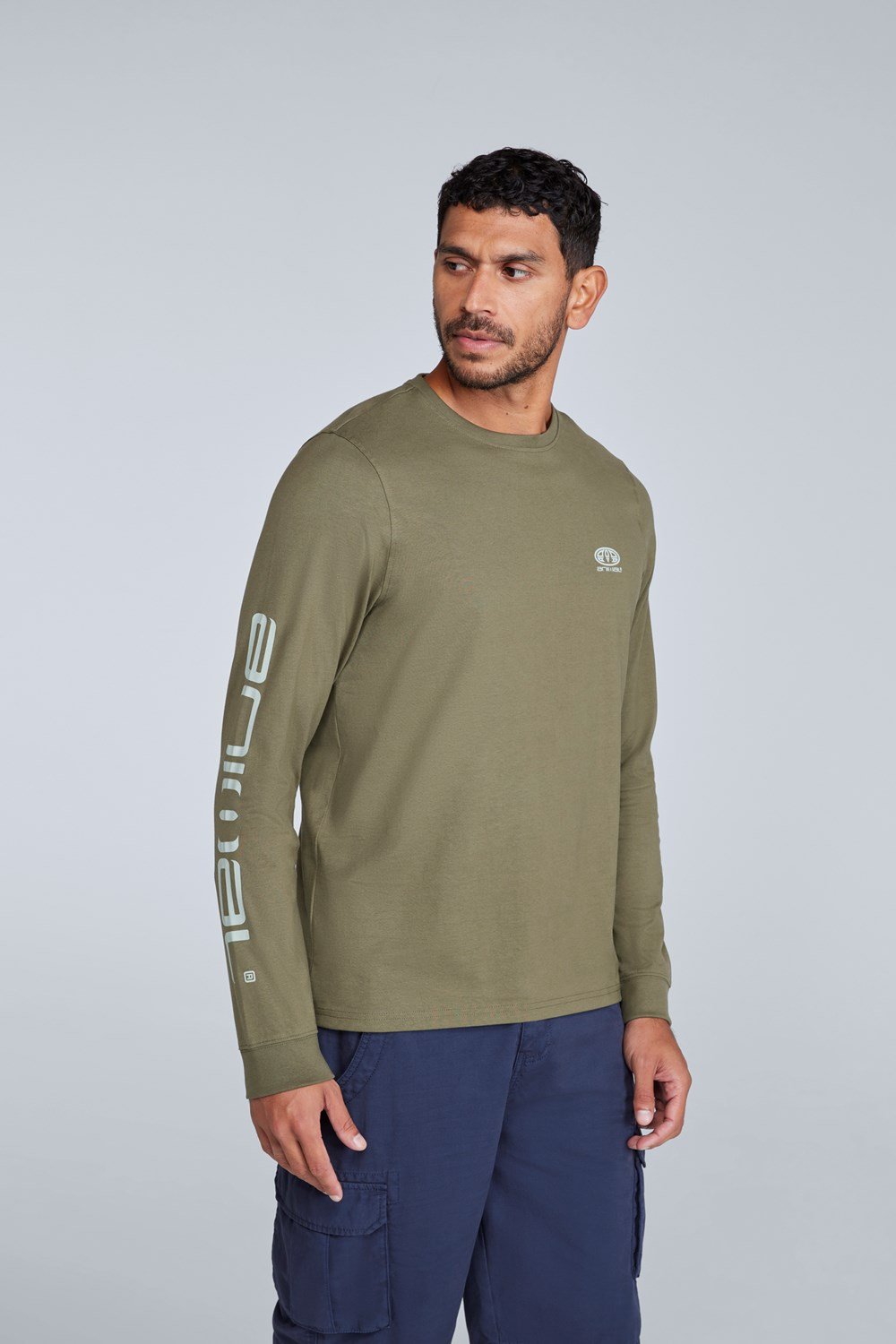 Mountain Warehouse Men's Graphic Top Long Sleeve Lightweight Cotton Tee