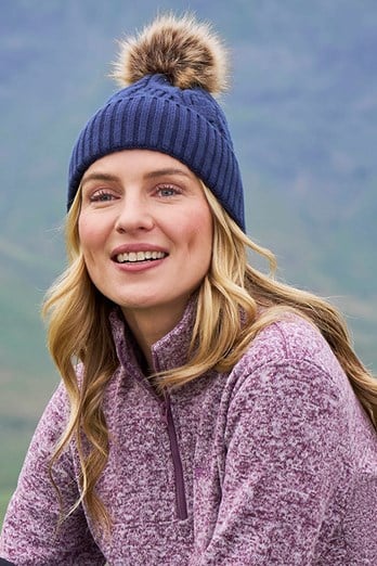 Florence Womens Pom Beanie Navy