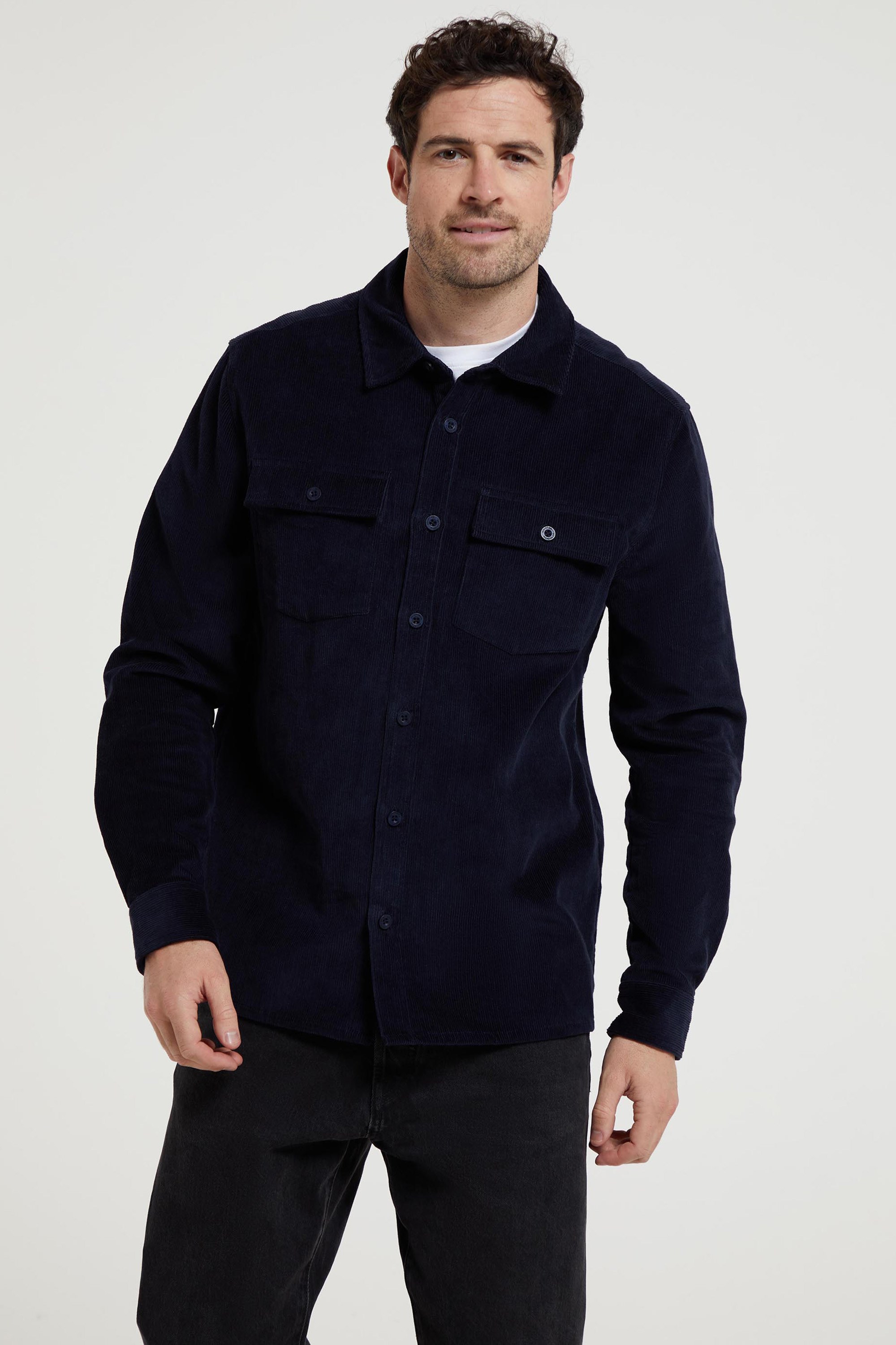Farrow Mens Cord Long Sleeve Shirt Dark Blue