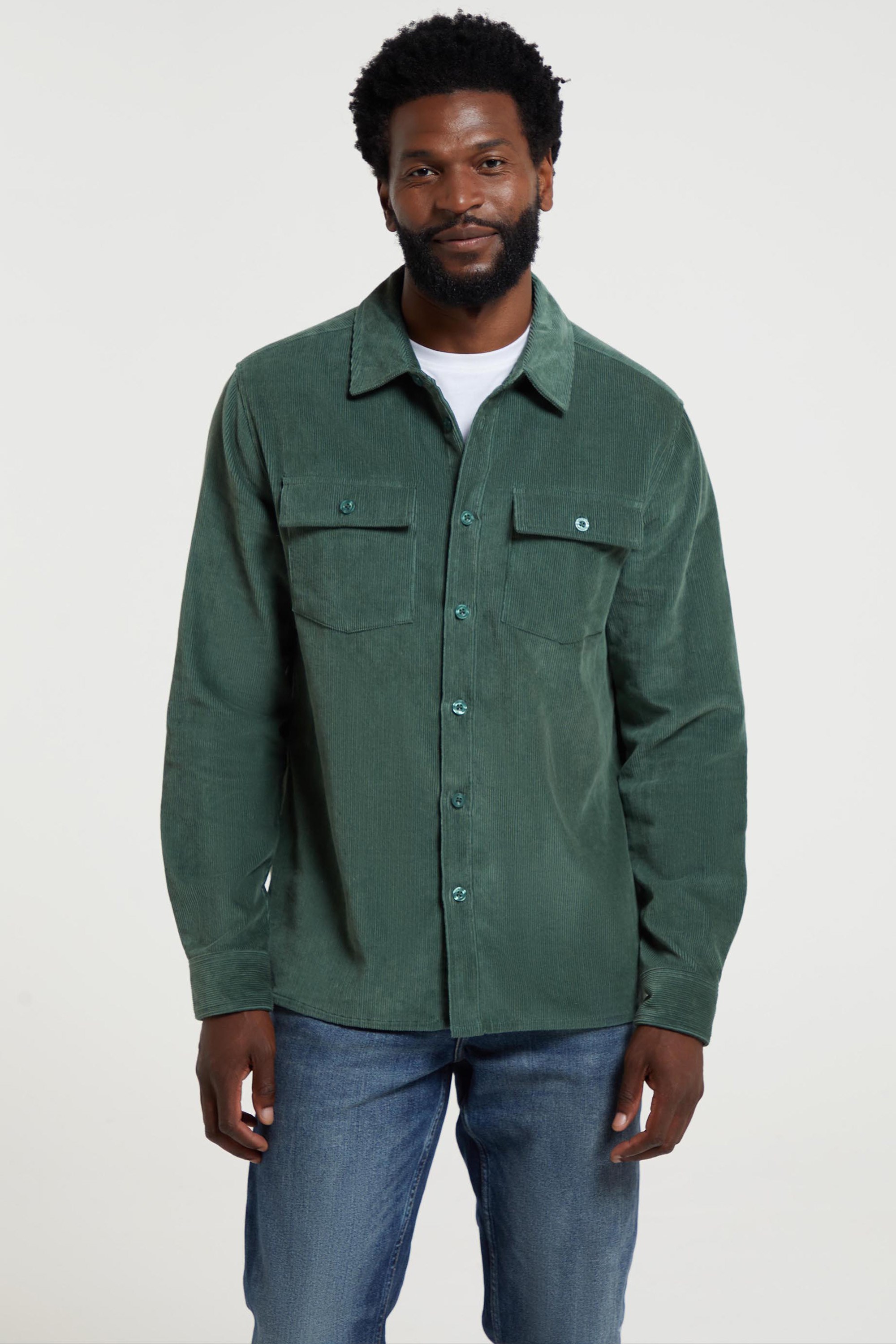 Farrow Mens Cord Long Sleeve Shirt - Green