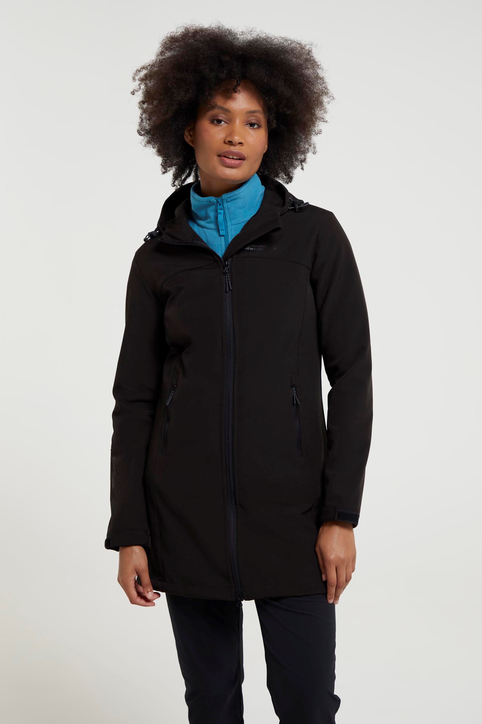 Exodus Womens Longline Water Resistant Softshell Jacket - Black